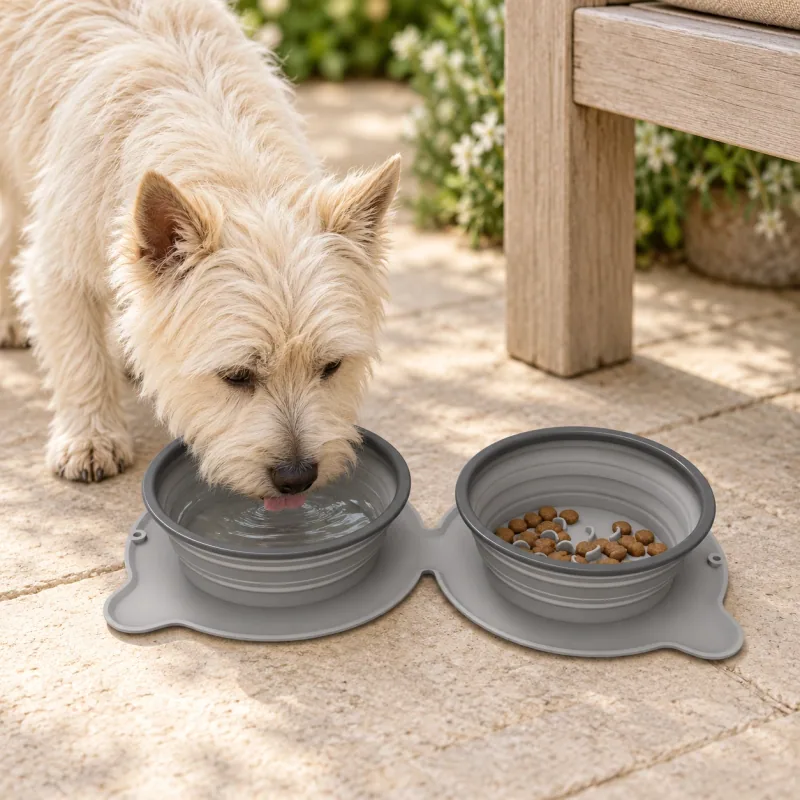 Grey double bowls in use outdoors