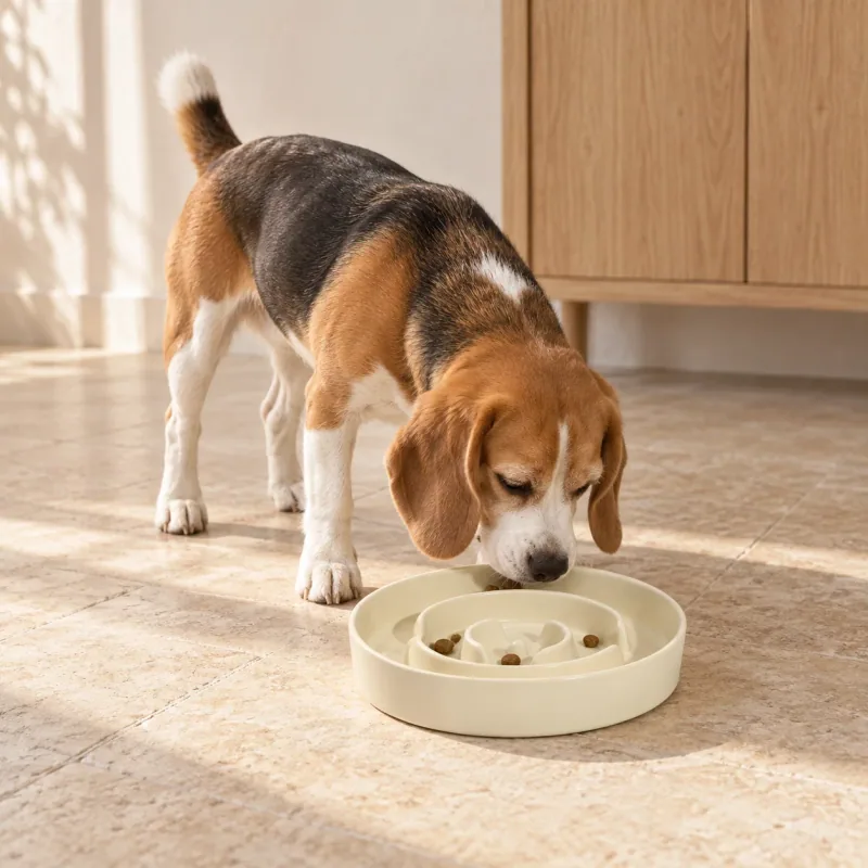 The Maze Bowl in a styled pet lifestyle scene