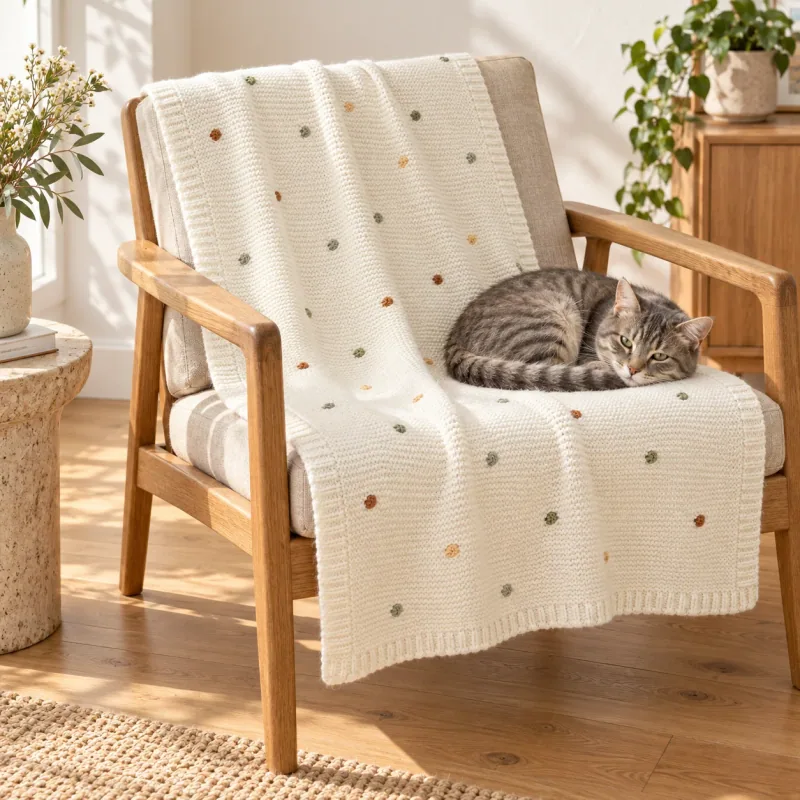 The Little Dot Knit in a styled pet lifestyle scene
